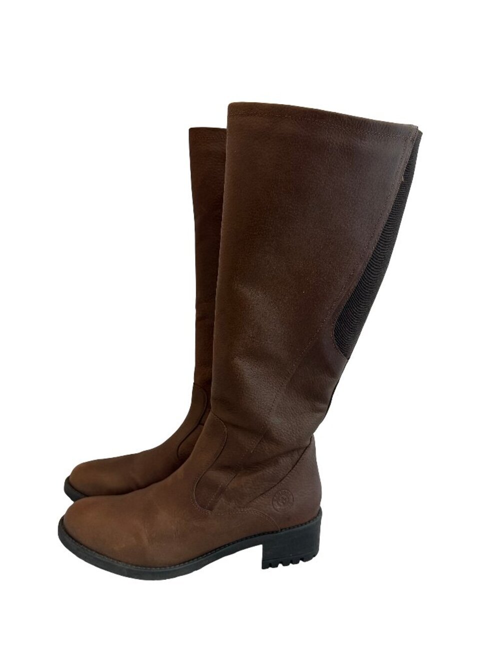 Santana Canada Tall Brown Leather Boots Sherpa Lining Rugged Outsole Size 8